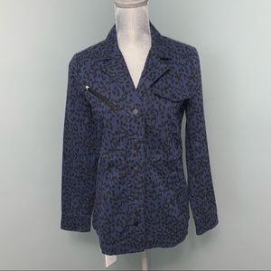 HURLEY size small Animal Print black and blue spring Jacket blazer office wear